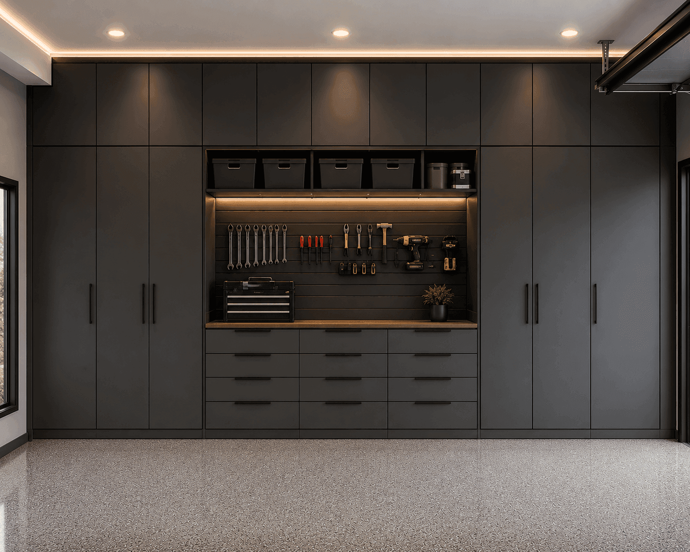 Custom garage storage system by Cumming Closets